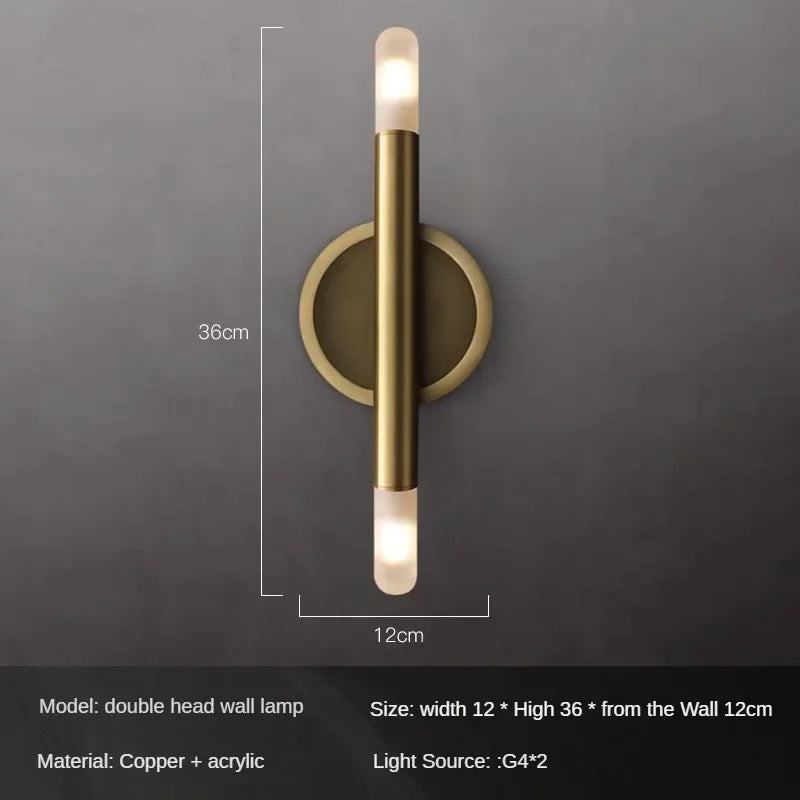 Industrial Style All Copper Light Luxury G4 Line Wall Lamp Living Room Corridor Foyer Bedroom Bedside Creative Mirror Headlight