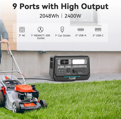 2400W LiFePO4 Portable Power Station,2048Wh Solar Generator with 1500W AC Charging &1200W Solar Charging,with ATS UPS Mode
