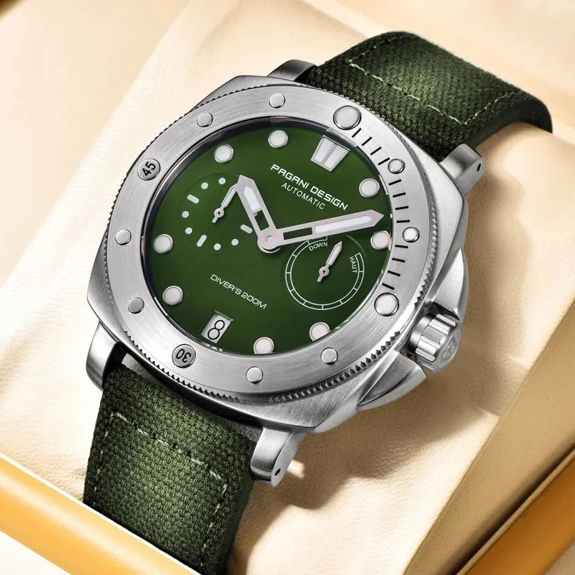 PAGANI DESIGN Luxury Diving Machinery Fully Automatic Men's Watch Stainless Steel Luminous Sapphire Glass Men's Sports Watch
