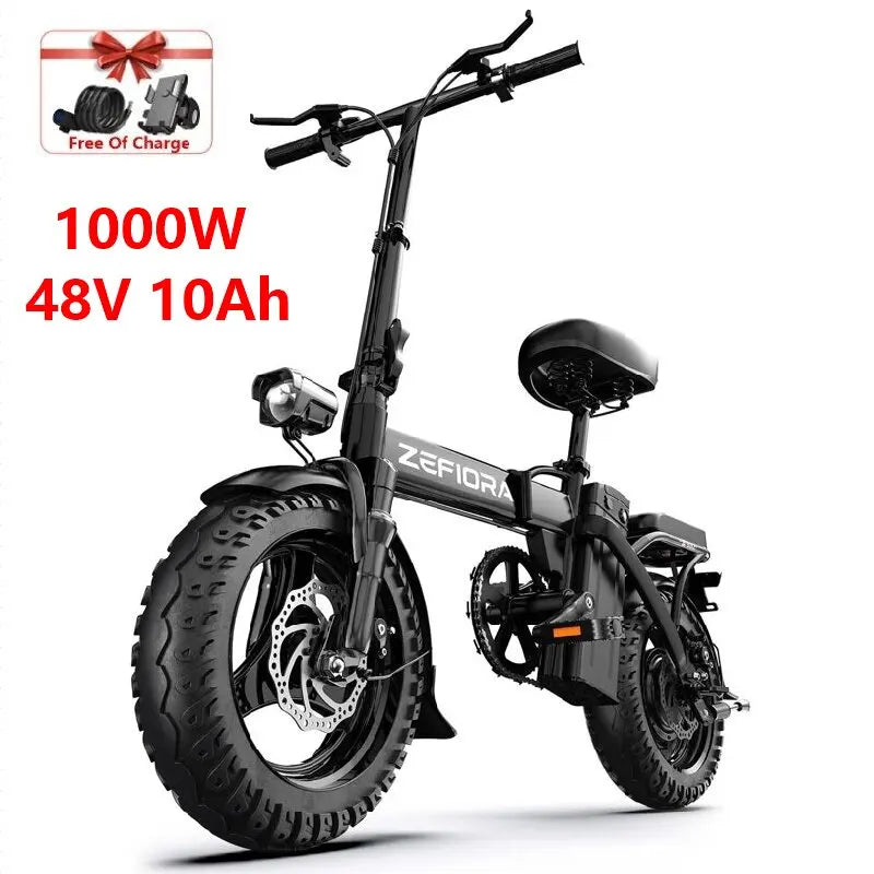 【Brand+】1000w Adult Electric Bike,48v Aluminum Alloy 14 Inch Ebike, Adjustable Front Brake Seat,for Cycling Electric Bicycle