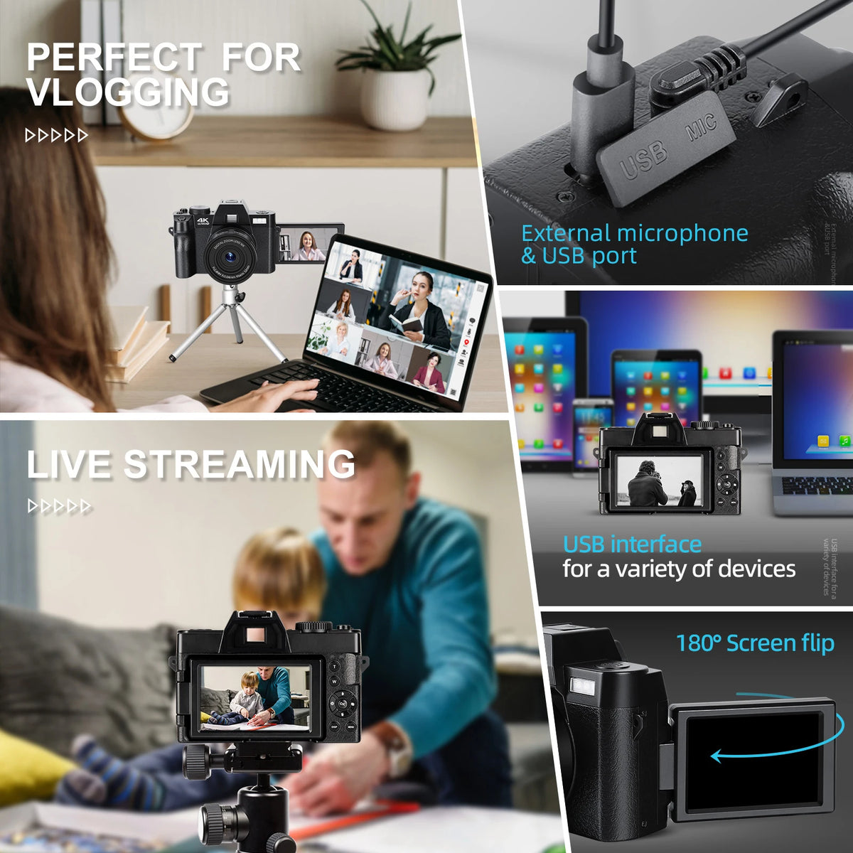 NBD Compact Digital Photography Camera 4K WIFI Web Cam Vintage Vlog Video Recorder YouTube 48MP Camcorder 16X Digital Camera