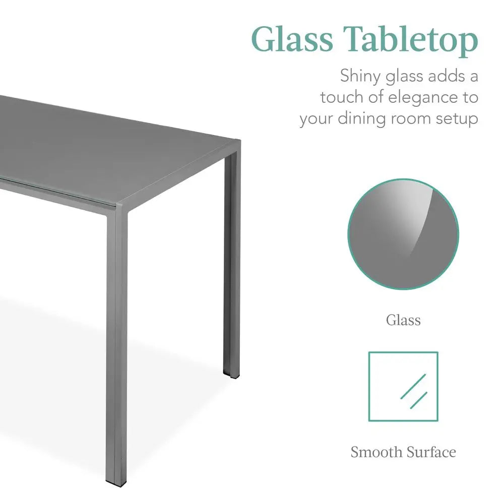 Glass Dining Set, Modern Kitchen Table Furniture for Dining Room, Dinette, Compact SpaceSaving w Glass Tabletop, 4 Uphols