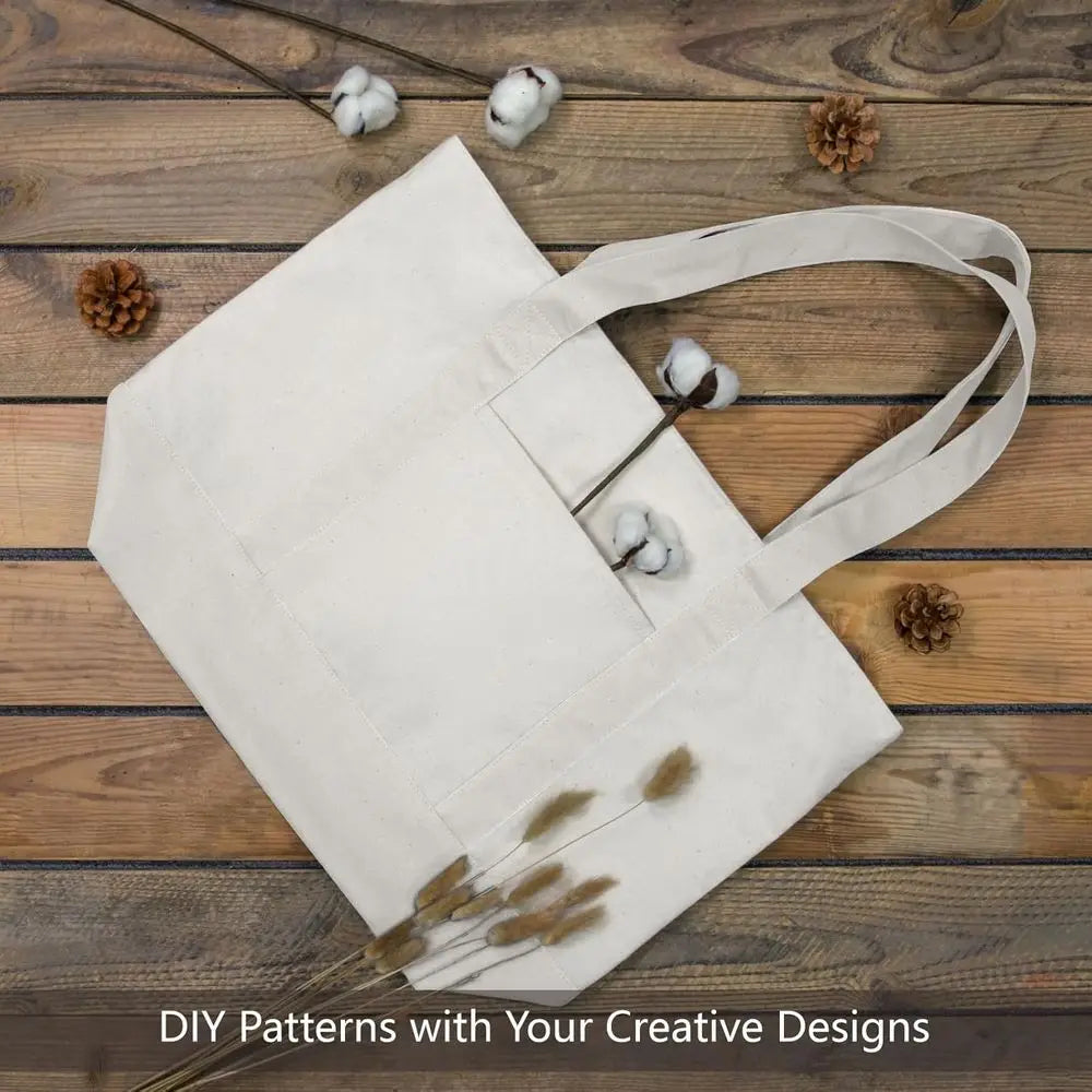 TOPDesign 30-Pack Canvas Tote Bags with an External ket, Reusable Grocery Shopping Bags, Top Zipper Closure, Daily entials (Natu
