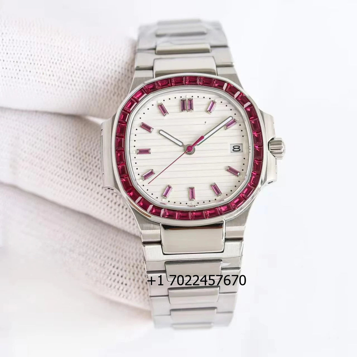 Custom Luxury Sport Diver High Quality Stainless Steel Ruby Drill Ring Automatic Mechanical Watch Luminous Calendar Chronograph