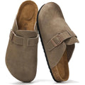 Memory Foam Cushioned Leather Clogs for Men with Arch Support and Non-Slip Cork Sole Slippers