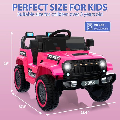 12V Kids Electric Ride-on Truck Battery Powered Toy Car with Remote Control, 3 Speeds, Spring Suspension, LED Lights & Music/MP3