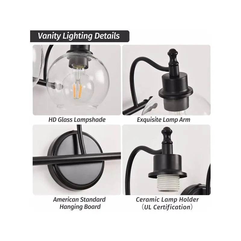 3-Light Brushed Gold Bathroom Vanity Light Fixture, 22-Inch Modern Wall Lighting Over Mirror with Clear Glass Shades for Living