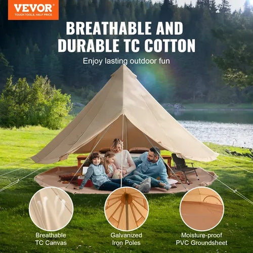 4 Season Canvas Yurt Tent 3m/9.8ft Outdoor Glamping Camping Shelter with Stove Jack Breathable Large Space