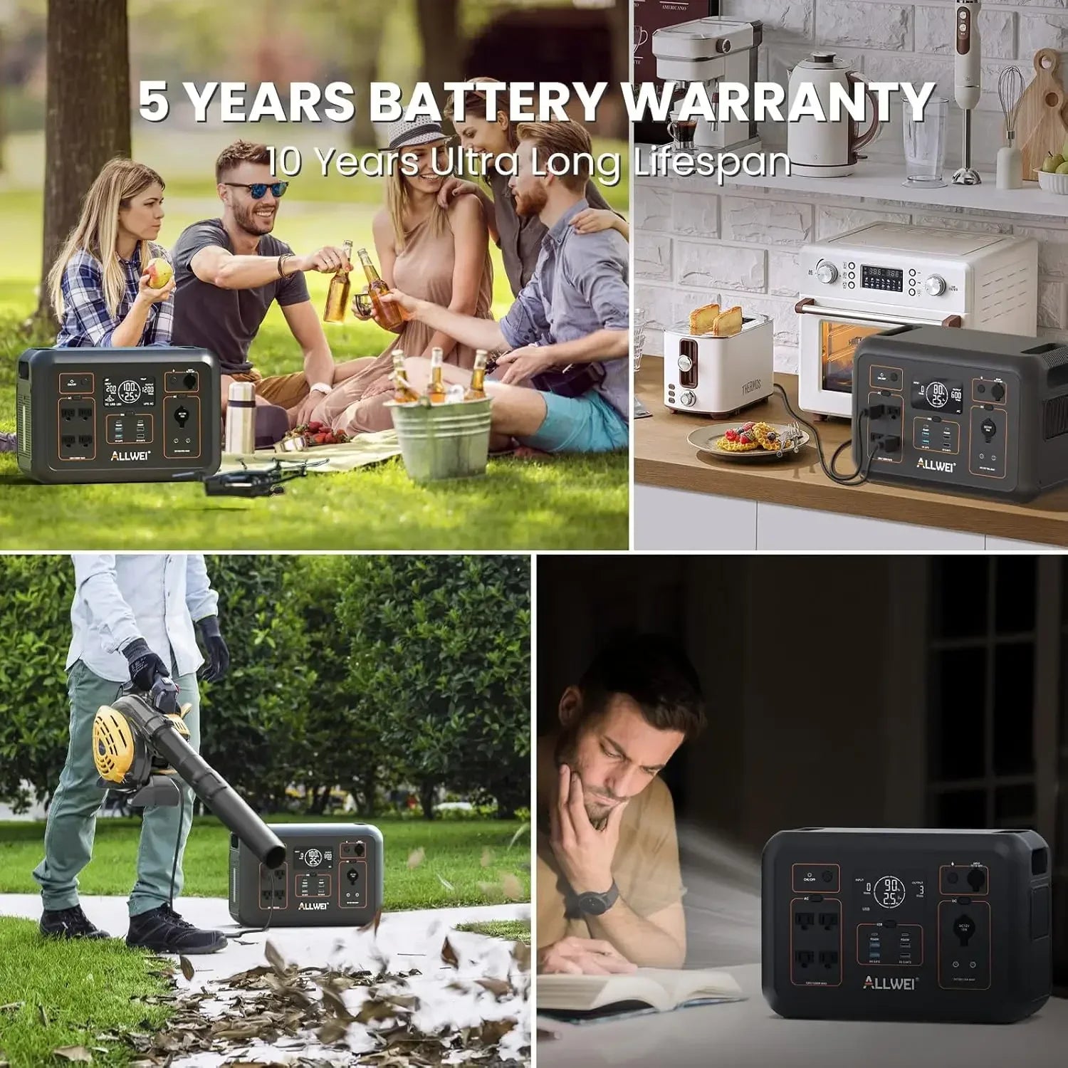 LiFePO4 Portable Power Station 1200W, 1008Wh Solar Generator with UPS Mode, 1.5Hrs Fast Charge, 4 AC Outlet(Surge 2400W)
