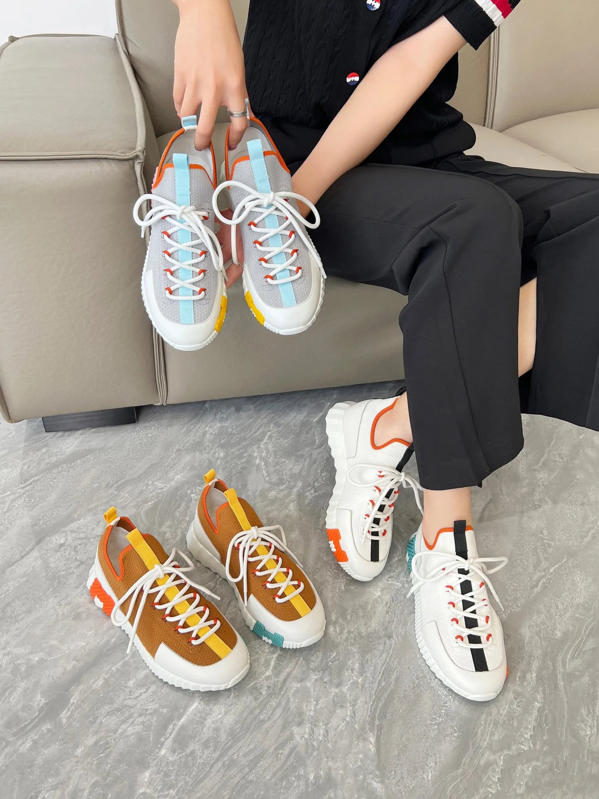 Designer Men's Casual Sport Shoes Versatile Breathable Mesh Upper Trendy Slip-On Board Shoes High-End Sensation White Sneakers