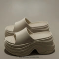 Solid Color Platform Slippers Women Thick Sole Non Slip Beach Slides Sandals Lady Summer Soft Sole Wedge Heel Slipper