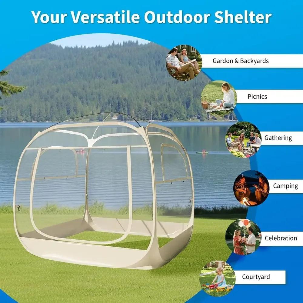 12-14 Person Weather-Resistant Outdoor Bubble Tent with Ventilation Windows for Camping, Parties, and Backyard Gatherings, Beige