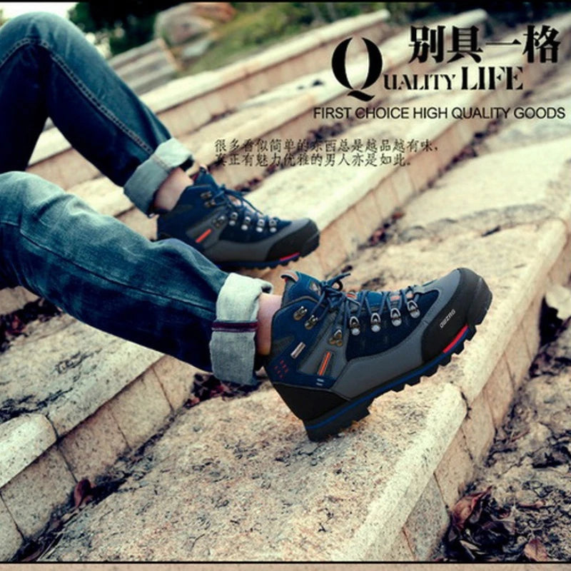Men's High Top Hiking Shoes Outdoor Trekking Sports Shoes Lightweight Trail Running Walking Shoes Tourist Footwear