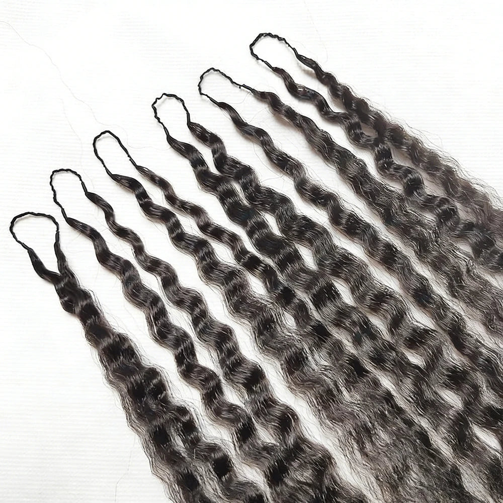 30 Inch Feather Crochet Human Hair Extensions Knotless Pre-Separated Kinky Straight Invisible Knot Human Crochet Hair For Women