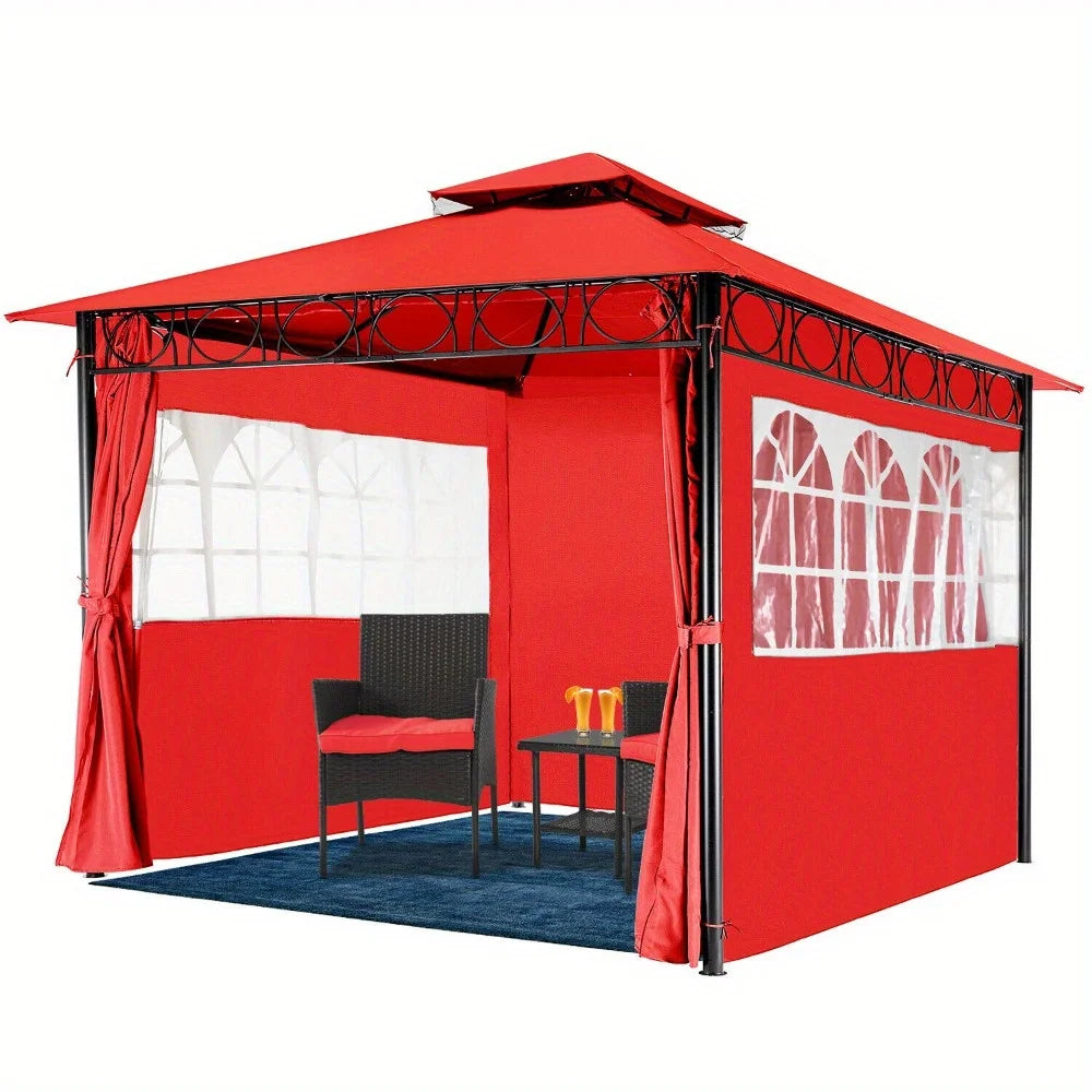 10'x10' outdoor pop-up canopy tent, waterproof heavy duty pavilion with 2 side walls