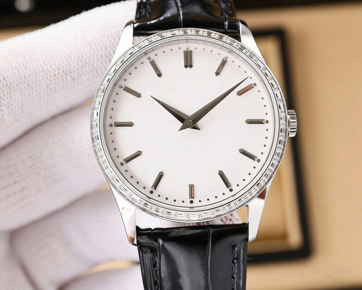 Customized luxury women's watch, 35-40mm diameter, imported calfskin strap, 9015 automatic winding movement