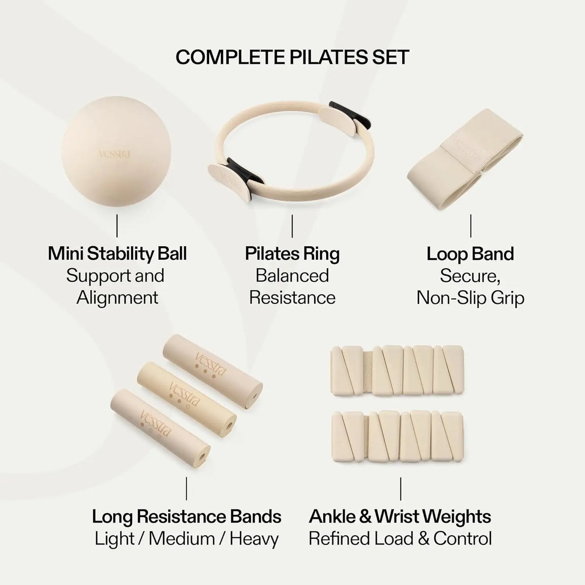 Complete Pilates Kit with Ring, Ball, Weights & Resistance Bands for Home or Studio Workouts