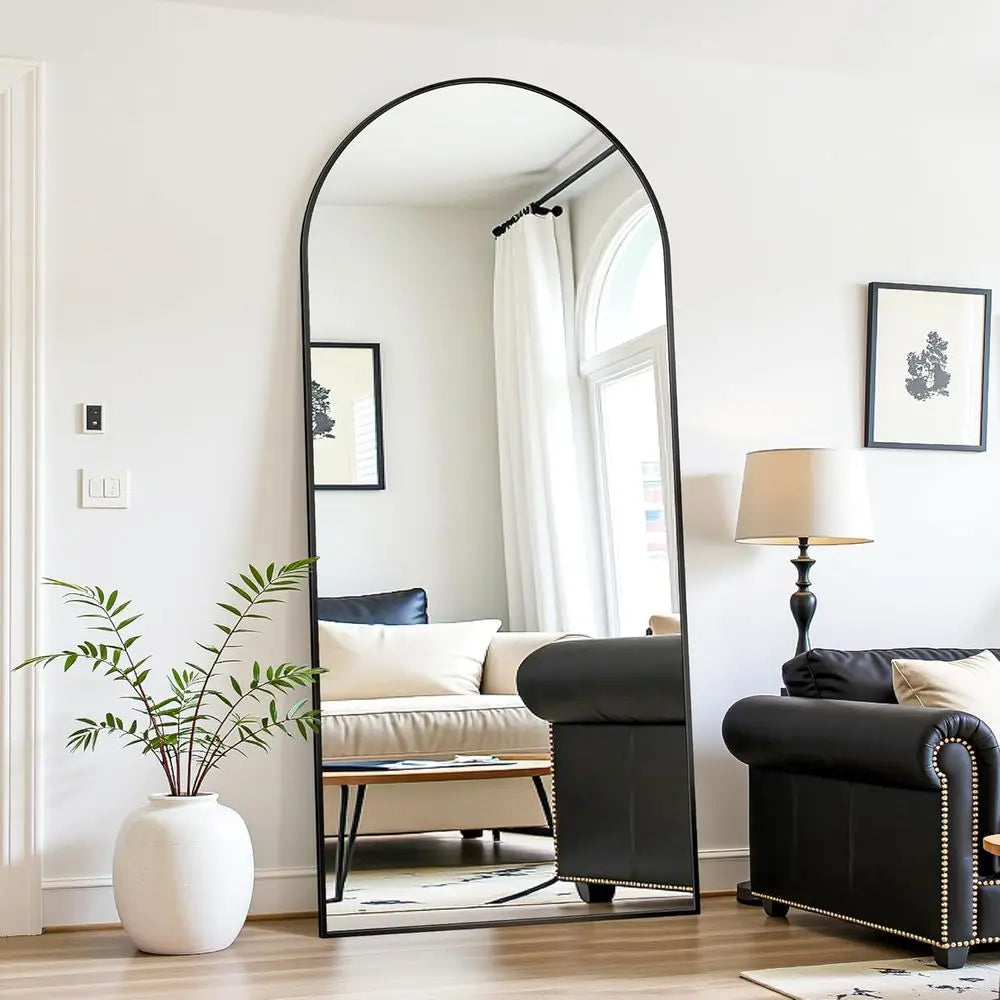 76 x 34 Full-Length Black Mirror with Stand for Bedroom or Living Room
