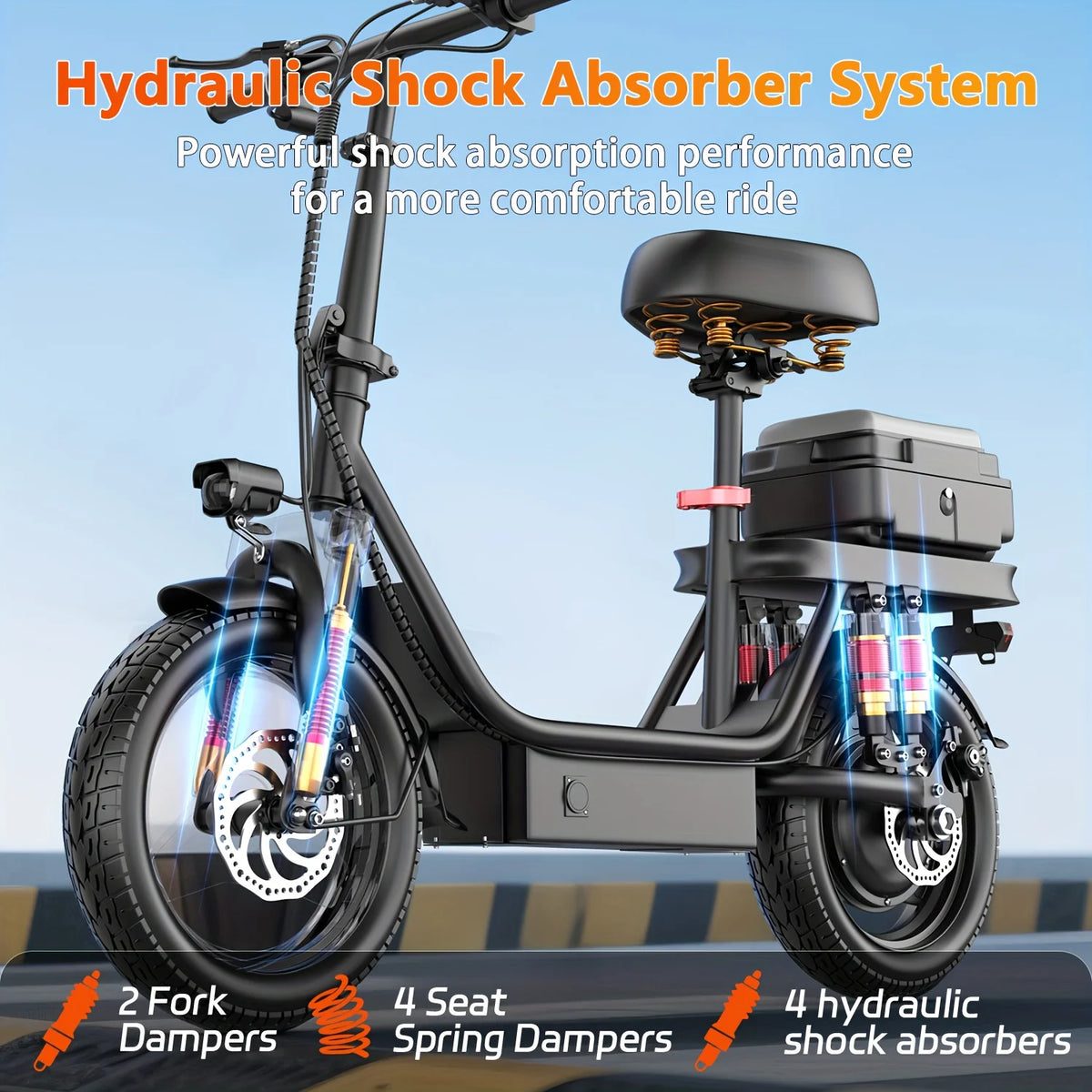 Rated Power 500w (peak 740w)Adult Electric Scooter And Electric Bike, With Seat, 48V 10-15Ah Lithium Battery, Range Up To 10-35