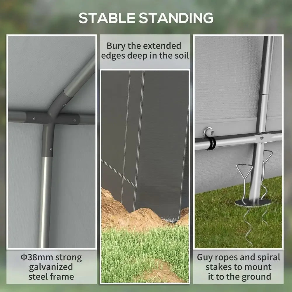 Heavy-Duty 7x12 Outdoor Storage Shed - Waterproof Garden Tent with Ventilation and Roll-Up Door