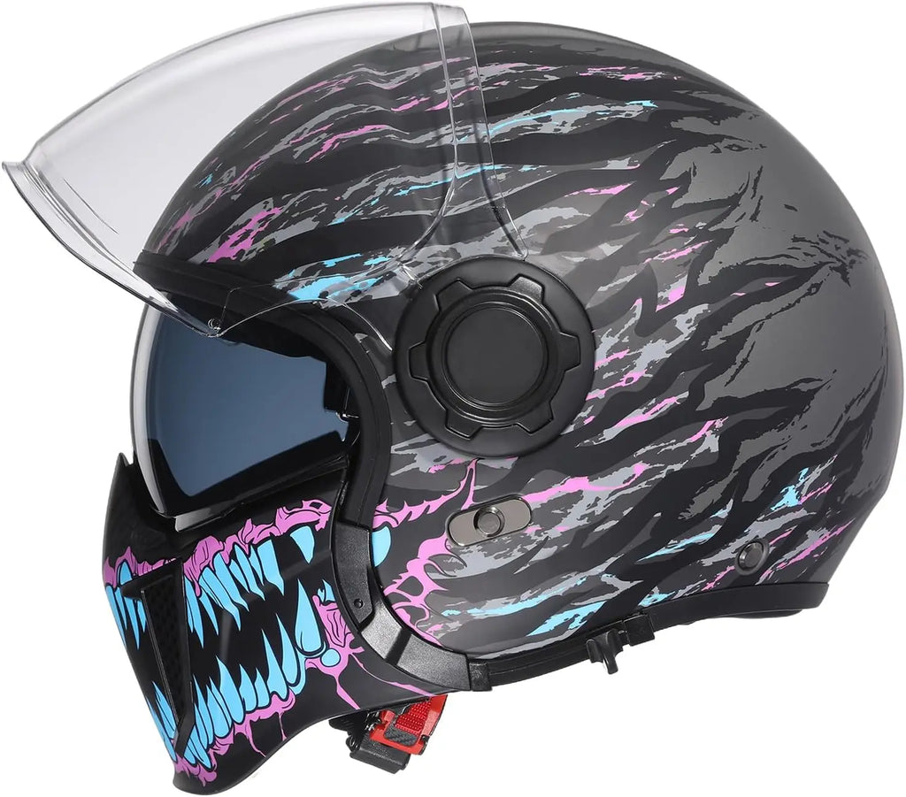 Full Face Motorcycle Helmets Off-Road Motocross Helmet for Men Women Dual Visor with Internal Tinted Sunshield Open Face 3/4 Adu