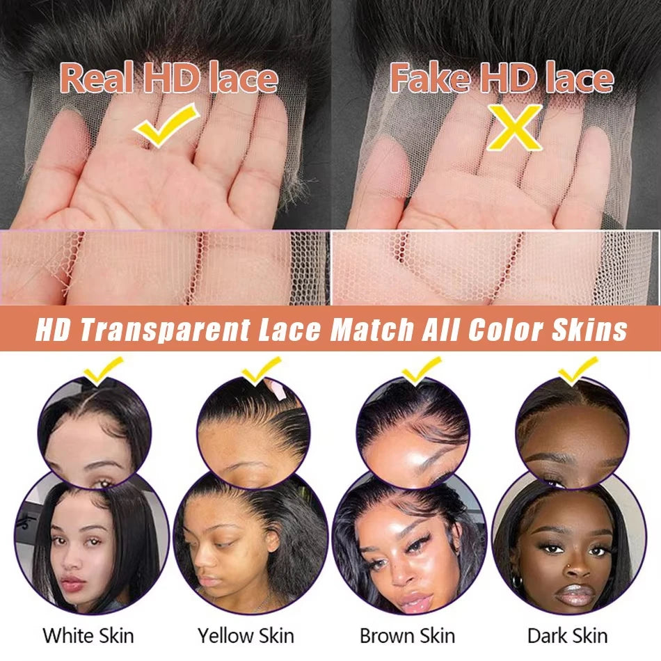 40 50 Inch Bone Straight Human Hair Wigs 13x6 Hd Lace Frontal Wig Brazilian 250 Density Human Hair 360 Full Lace Front Wig