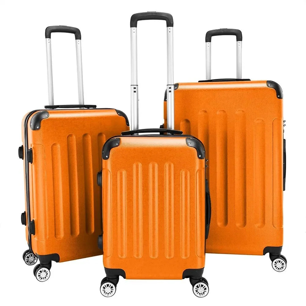 3pcs Luggage Coded Lock Travel Set Bag ABS Trolley Suitcase Deep Organization