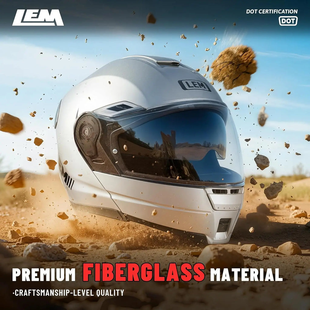 Modular Motorcycle Helmets Fiberglass Full Face Motorcycle Helmet Flip Up for Touring DOT Certified Release Sun Visor Removable