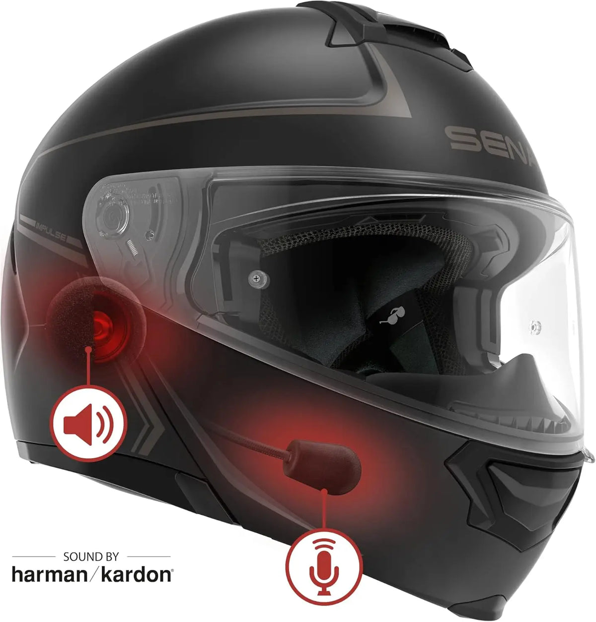 Impulse DOT Flip Up Modular Bluetooth Helmet w/Sound by Harman Kardon Dual Visor Helmet with Integrated Mesh Intercom System / M