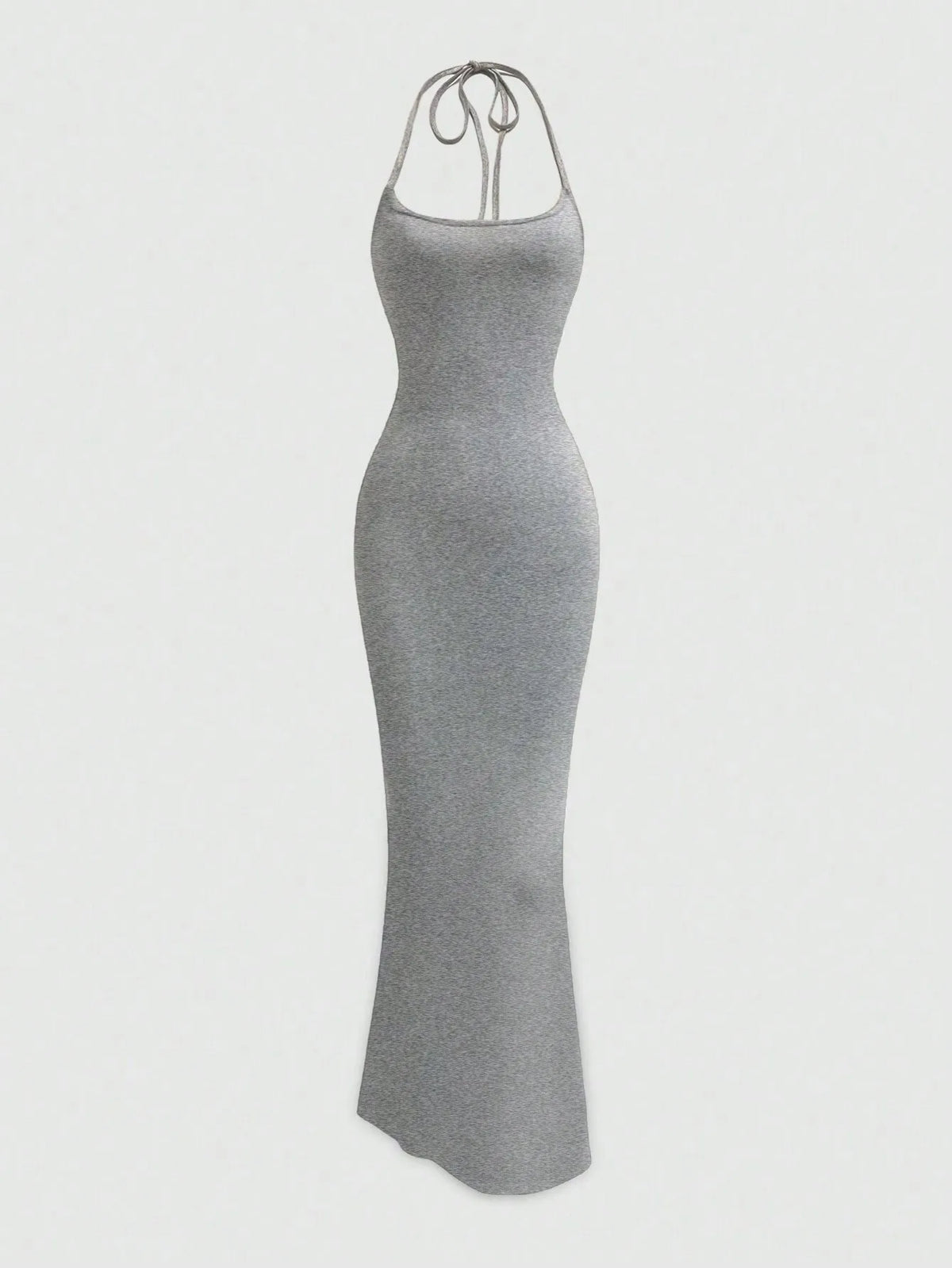Black Fitted Halter Mermaid Maxi Dress for Women