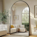 Arched Floor Mirror, 82x44, Black, Full-Length, Stand Included, Wall or Hanging Mount, Tempered Glass, Ideal for Home & Fitness