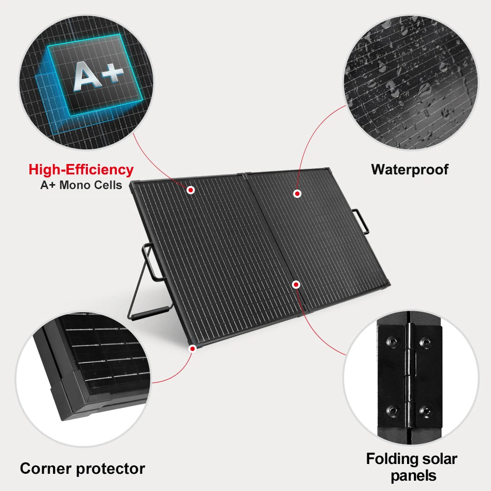 【Completely upgraded】DOKIO 100W Portable Foldable Solar Panel Kit | For Camping/RV/Emergency | Includes 12V Controller