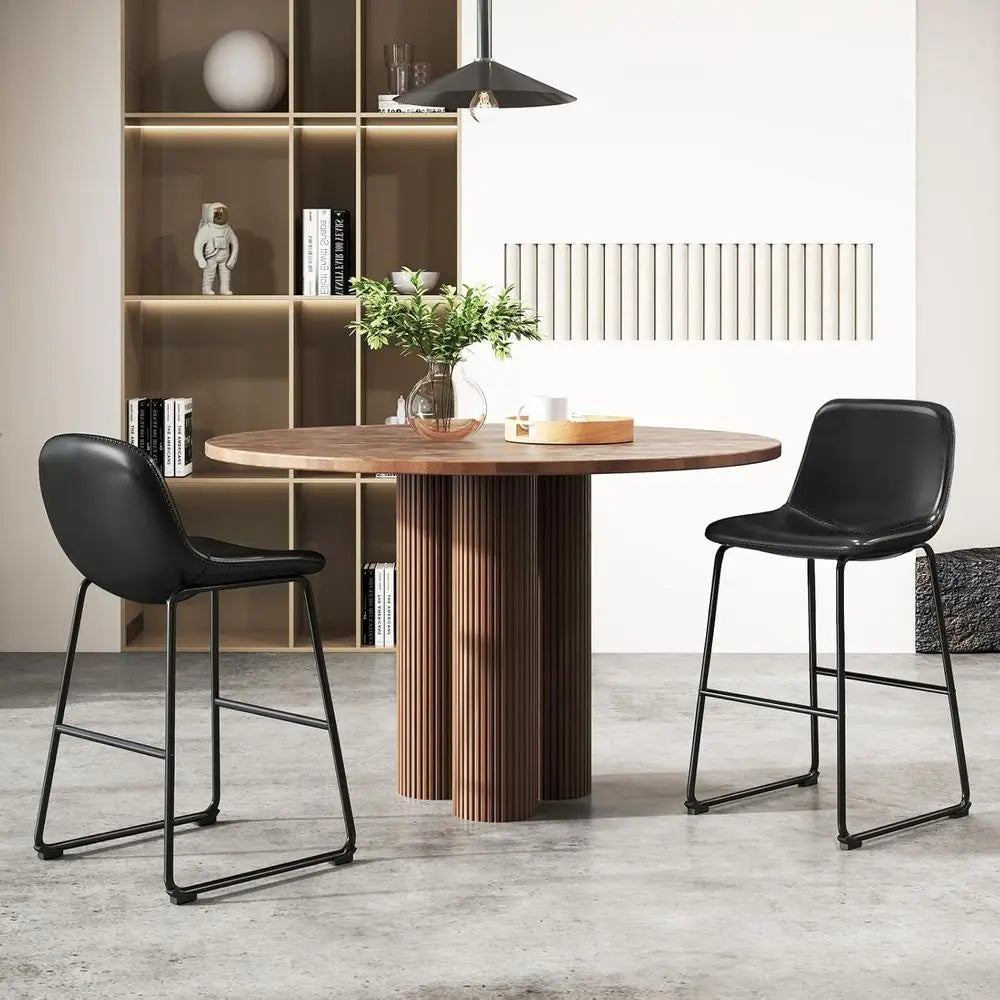 TAVR aux Leather Dining Chairs Set o 4, ArmlCounter Height Stools with Back Hold up to 500 lbs or Home, Kitchen, Dining Room, Ba
