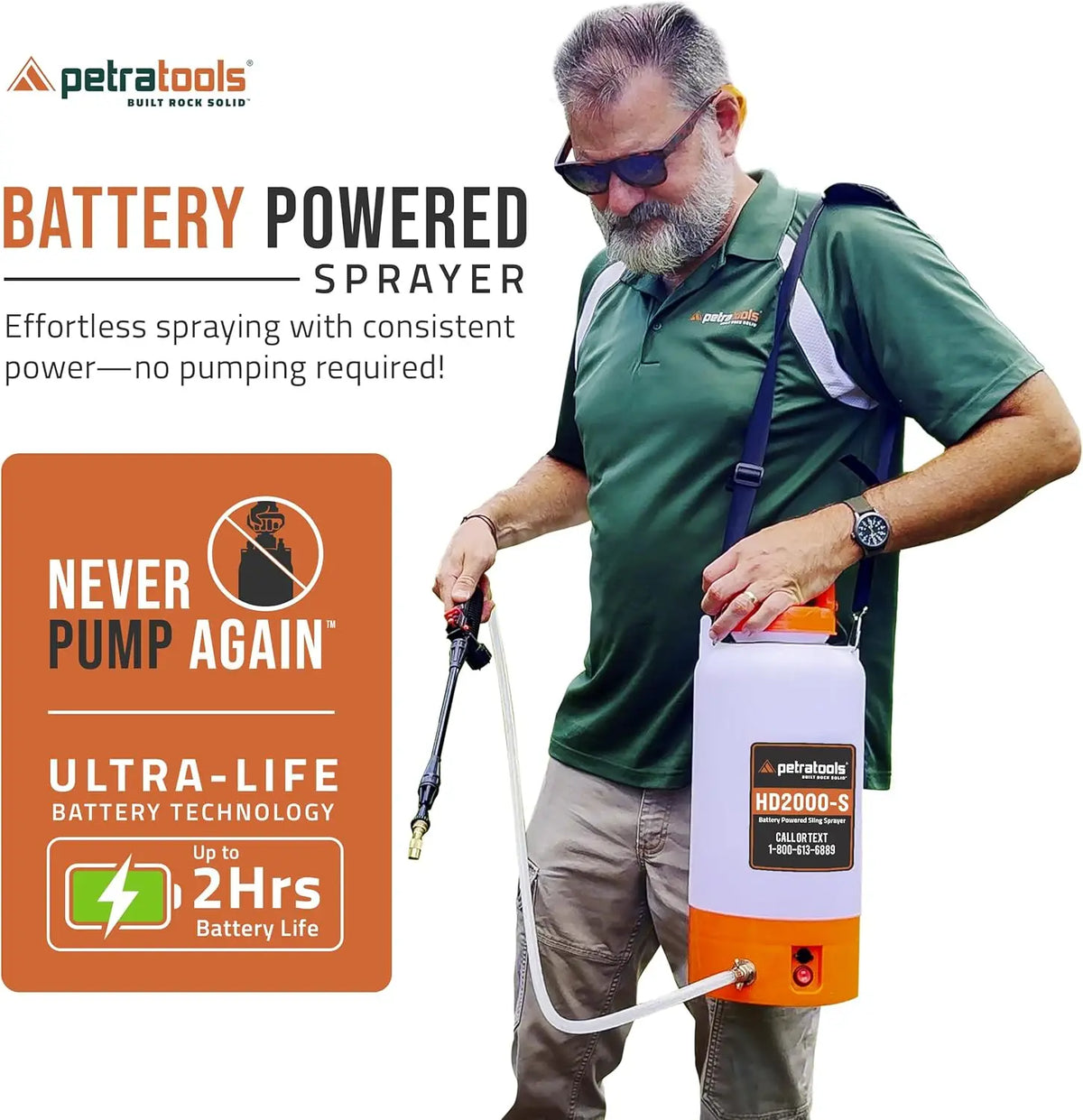 2 Gallon - HD2000-S - Heavy Duty Electric Sprayers in Lawn and Garden for Weed/Pest Control, Watering & More - with 2 Nozzles