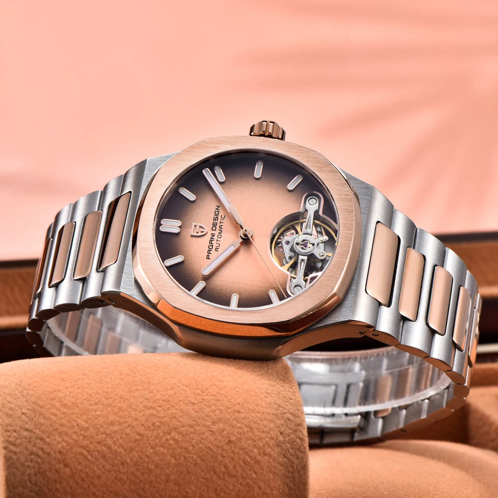 2026 New PAGANI DESIGN Tourbillon Men's Mechanical Watches Gold Luxury Automatic Watch For Men AR Sapphire Waterproof Luminous