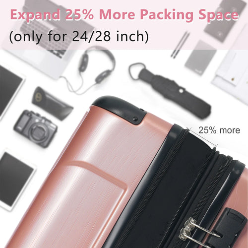 20 24 28" Rolling Luggage, Lightweight Durable ABS Suitcase with 360° Spinner Wheel, TSA Lock, Airline-Approved Travel Carry On