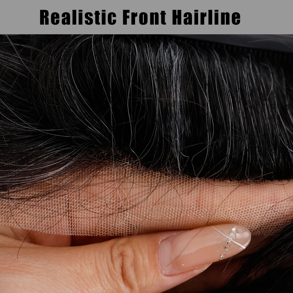 Men's Toupee #1B30 Full Lace 8x10 Hairpiece All Skin Human Hair Replacement System Wig Thin Skin Invisible Ultra Swiss Lace