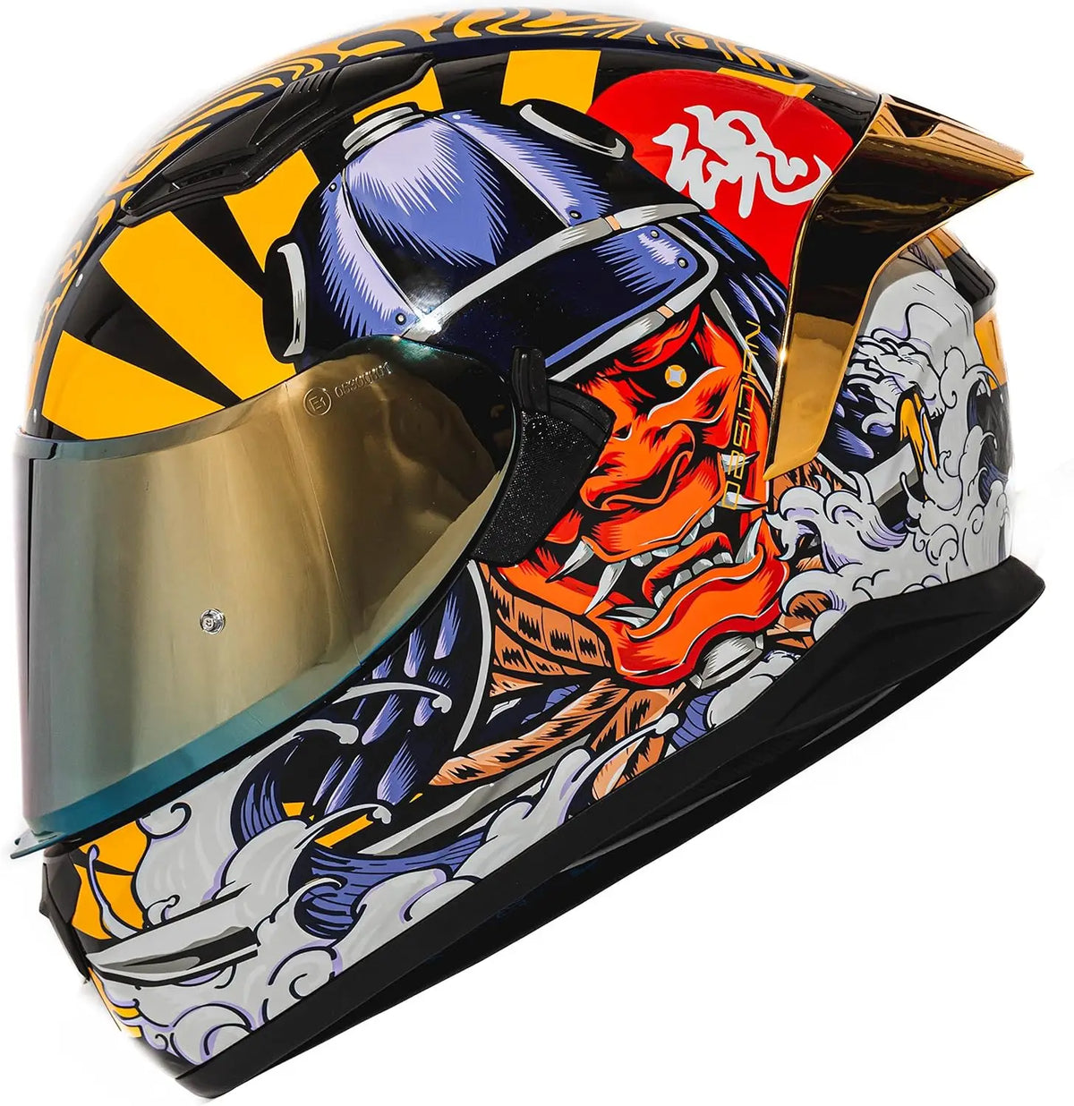 Obsidian Full Face Dual Visor Adult Motorcycle Helmet for Motorbike Street Bike with Pinlock Ready DOT Approved Samurai Gold S