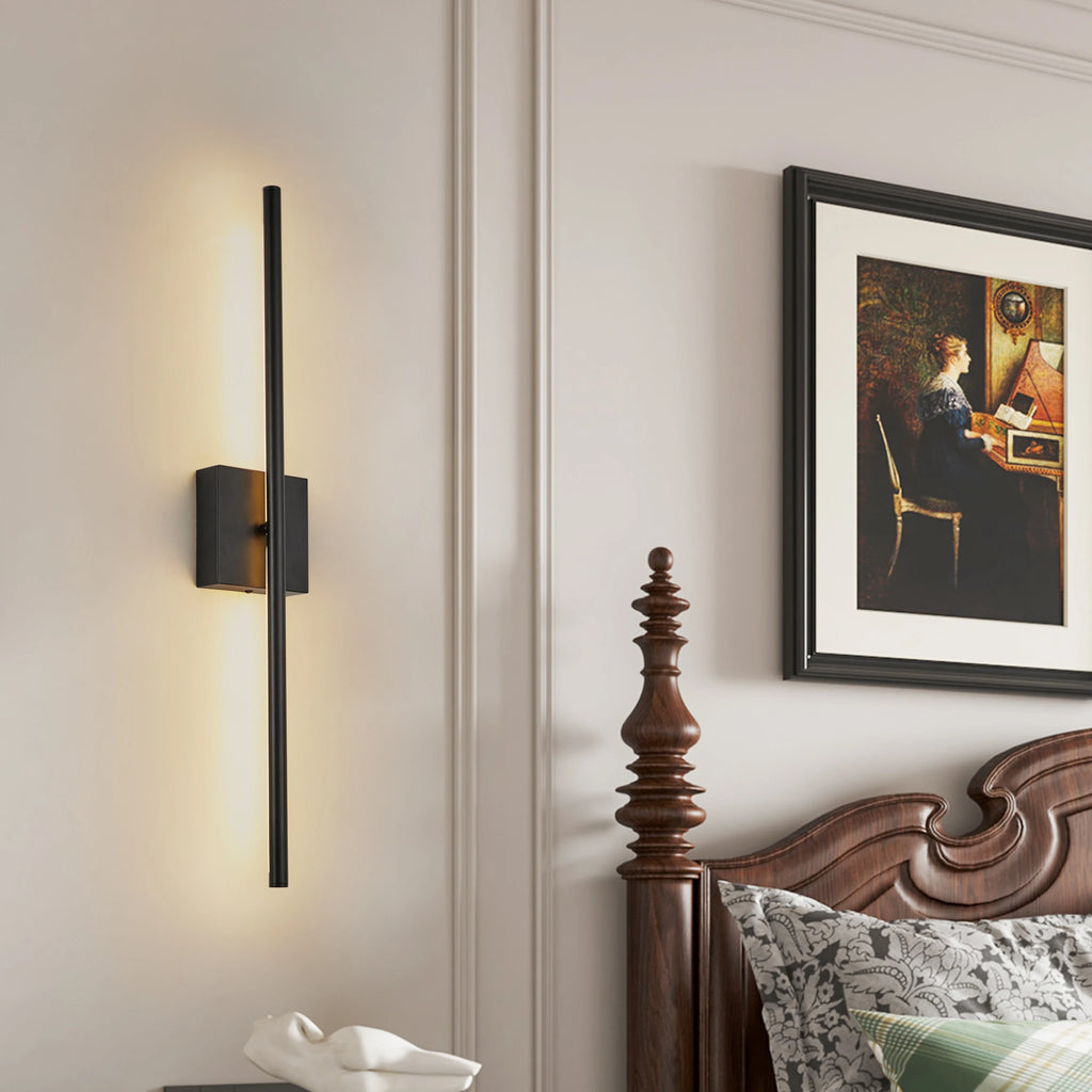 2-Pack Modern Minimalist Black Wall Lights 360° Rotatable Remote-Controlled Dimmable Color-Adjustable LED