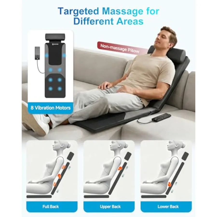 Shiatsu Full Body Massage Mat with Heat Back Massage Pad for Pain Relief Deep Tissue Kneading and Vibration Heating Chair Massa