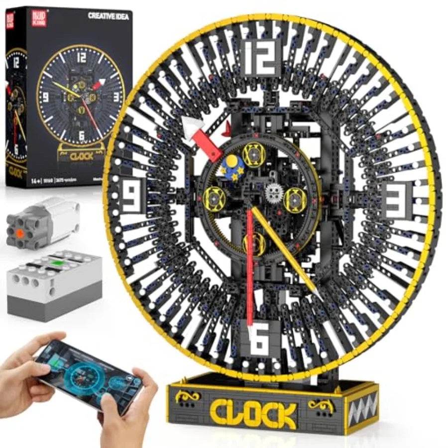 Grand Clock Building Set - 3675+ PCS Motorized DIY Clock Model with Mechanical Gears, Control & Real-Time Display, Advanced Engi
