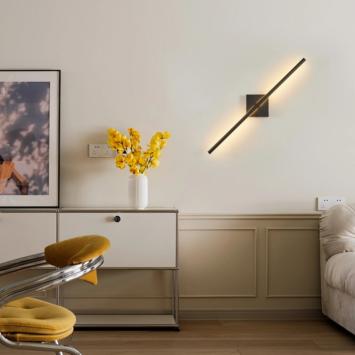 2-Pack Modern Minimalist Black Wall Lights 360° Rotatable Remote-Controlled Dimmable Color-Adjustable LED