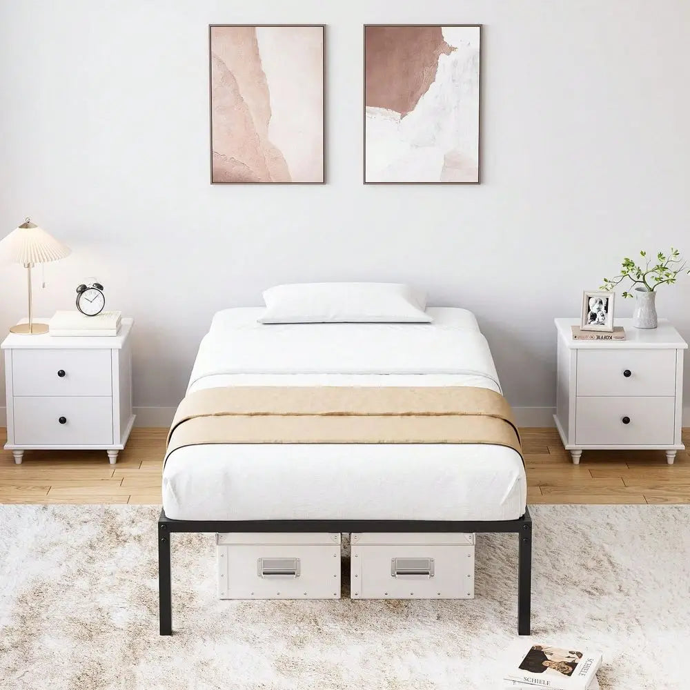 14 Inch Twin Size Bed Frames Heavy Duty Metal Platform Bed Frame Twin Size For Bedroom,No Box Spring Needed,Easy Assembly,Noise