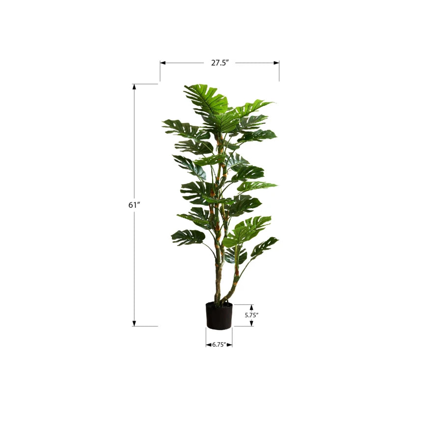 Artificial Plant 61 Tall Monstera Tree Indoor Potted Floor Decor Real Touch Green Leaves Black Pot