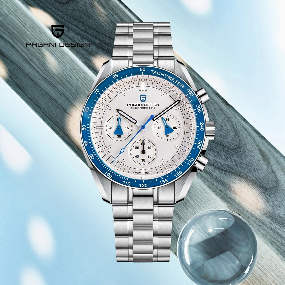 PAGANI DESIGN Fashion Blue Luxury Quartz Watch For Men Sport Chronograph AR Sapphire crystal Luminous Wrist watch Men For 2026