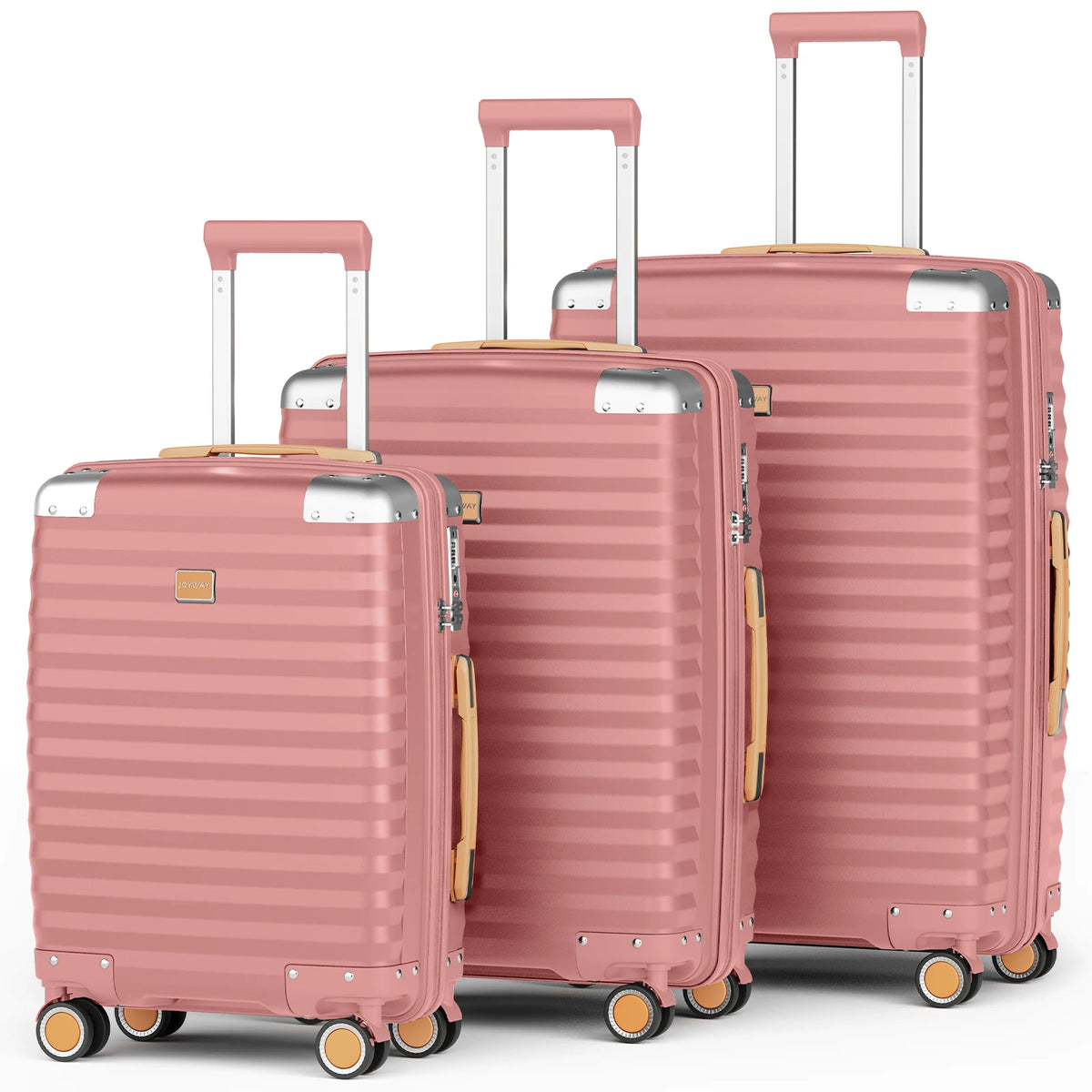 Joyway 1/3pcs Travel Luggage Suitcase, TSA Lock, Durable Lightweight PP Hard Shell Suitcase, Side Hooks, Corner Protectors