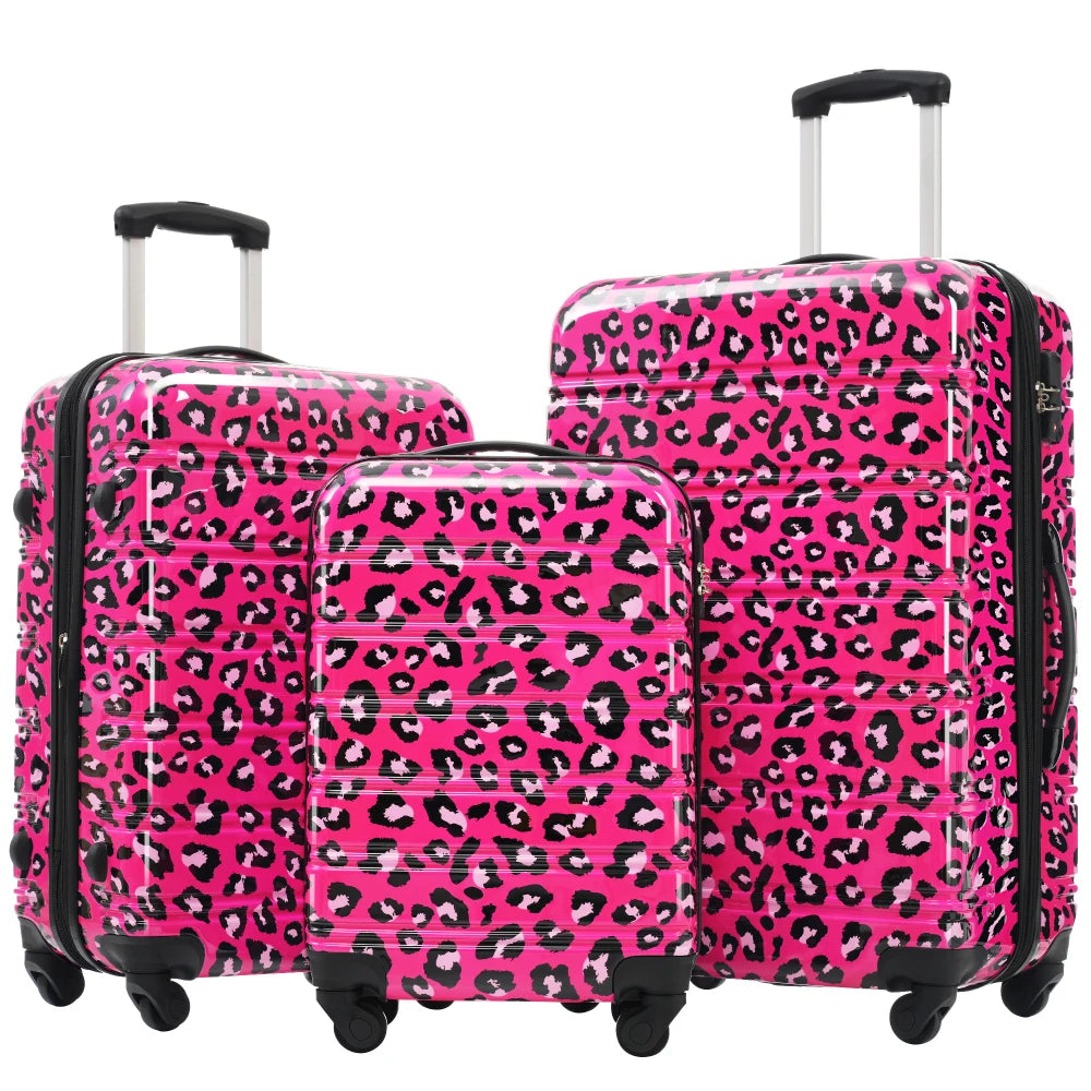 3 Piece Gradient Color Hardshell Luggage Set Expandable with Spinner Wheels TSA Lock Lightweight 20/24/28 Inch