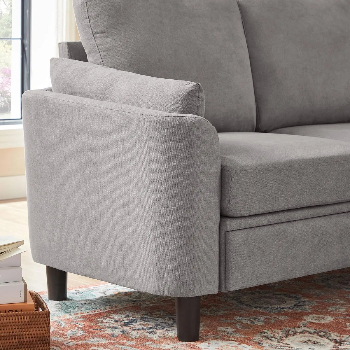 50" Mid-Century Fabric Loveseat Tufted Back Wood Legs 2-Seater Living Room Small Space Grey, Customized