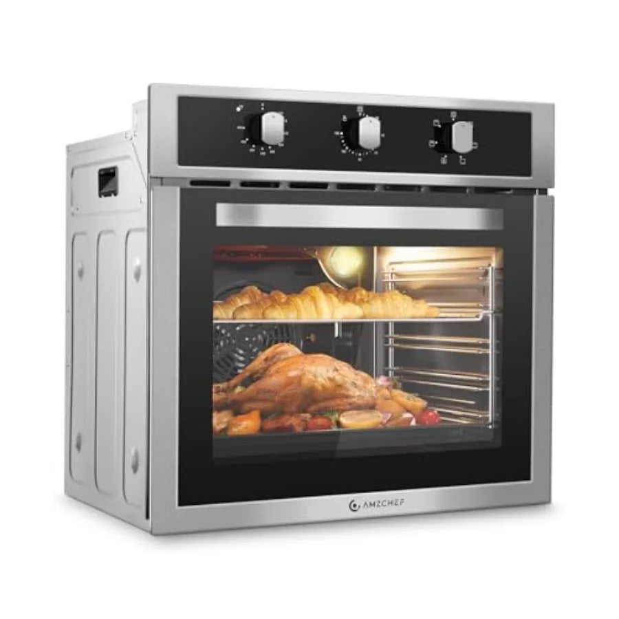 24 inch Electric Wall Oven 2200W Single Wall Oven with 6 Cooking Modes 2.5 Cu.Ft. Convection Oven Mechanical Knobs Control Stai
