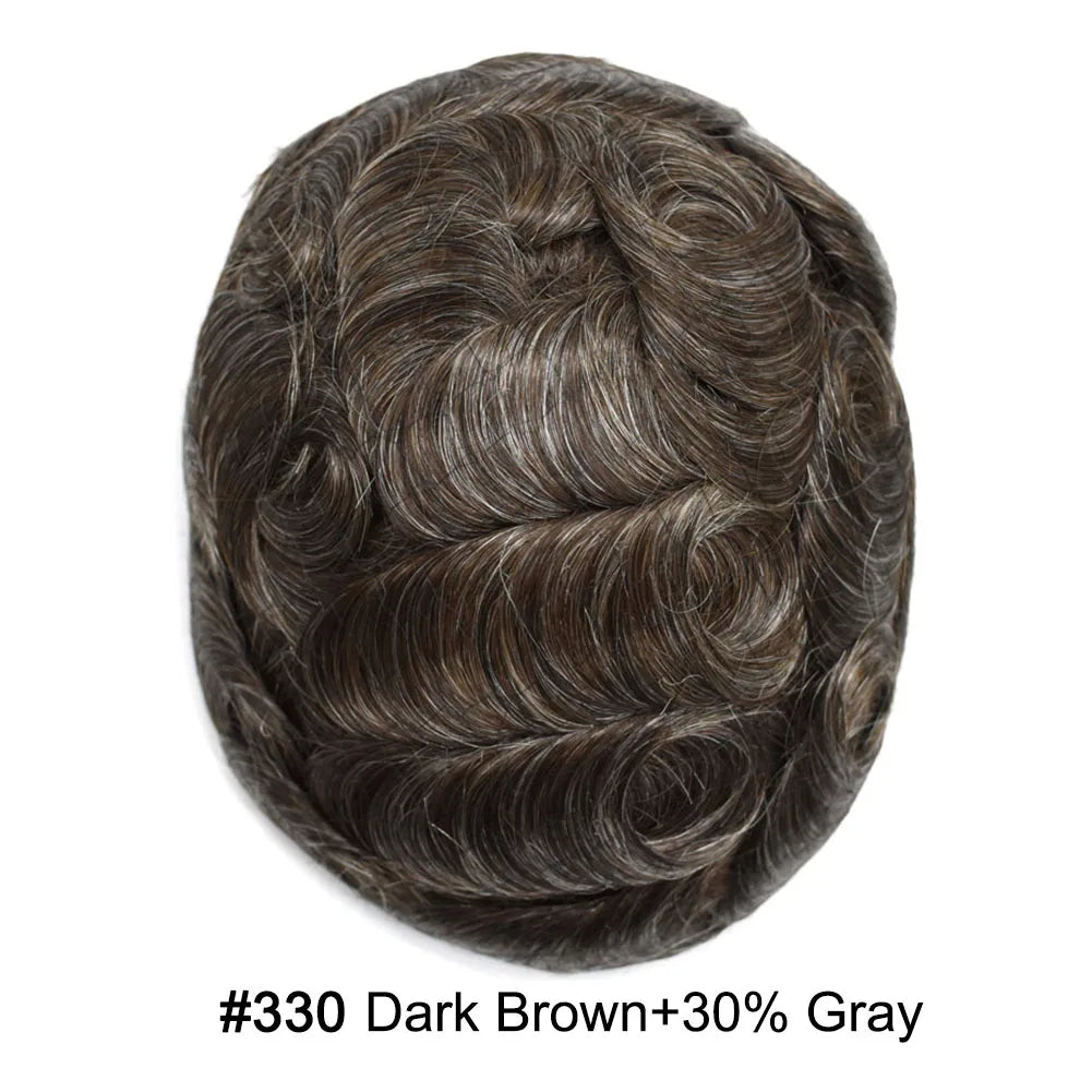 Mens Toupee Full Poly 0.10mm Injection Pu Human Hair System Hairpieces Male Hair Prosthesis Male Wig for Hair Loss Solution